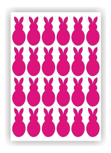 Kit 24 Adesivos Coelho Coelhinhos Pascoa Rosa 0