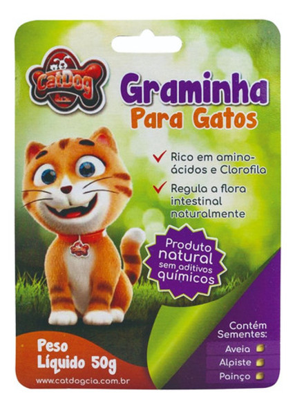 Graminha P/ Gatos Natural Eliminação Bola De Pelo - 50g 0