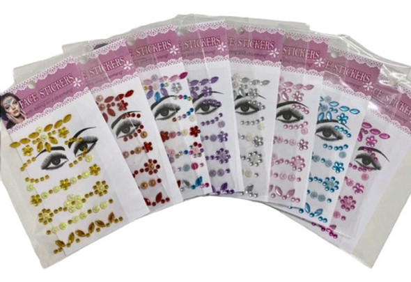 3 Cartelas Adesivo Pedrinha Strass Maquiagem Carnaval Festa 0
