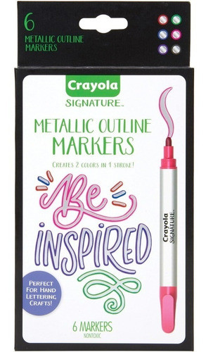 Crayola Caja De 6 Marcadores Metálicos Con Bordes 0