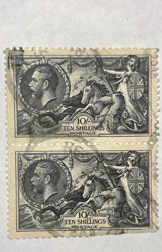 Sello Correo G.b Antiguo Caballo De Mar 1918, Negro. Inglés 1