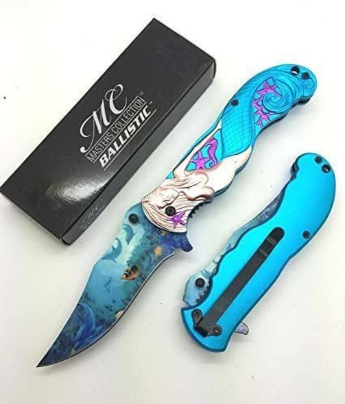 Cuchillo Navaja Plegable De Bolsillo, Azul | Asistido 1