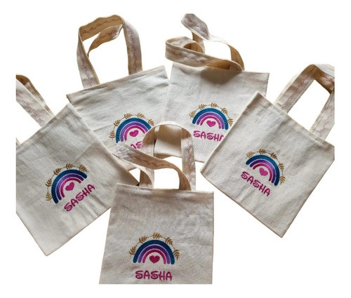15 Mini Tote Bag De Tela Bordadas Y Personalizadas 0