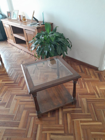 Mesita Ratona En Cedro Y Vidrio 45 X 45 Y Mesa Tv 72 X45 0