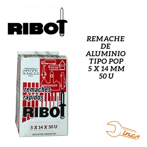 Remache Pop Aluminio 5 X 14 Mm  Caja X 50 Unidades Ribot 1