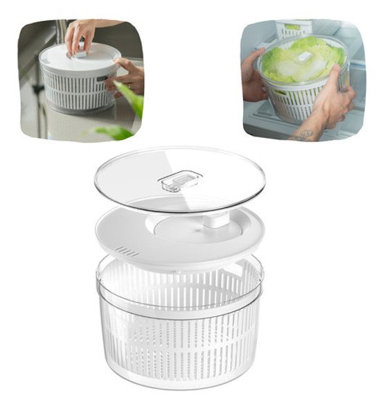 Kit Seca Salada Organizador De Geladeira Centrífuga Secador 0