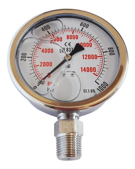 Manómetro Con Baño De Glicerina Escala De 0-1000 Bar Ø 63mm 1