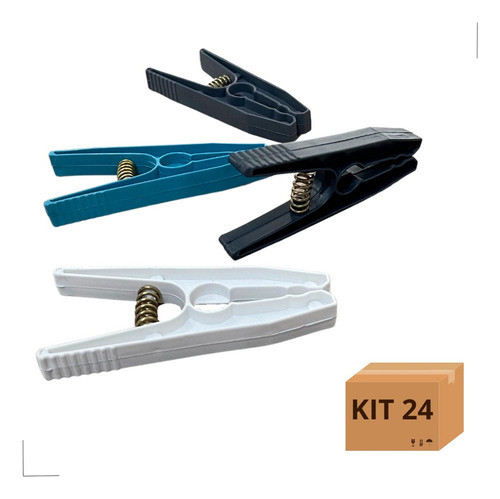 Kit 24 Prendedor Pregador De Roupas Varal Plástico Sortido 1