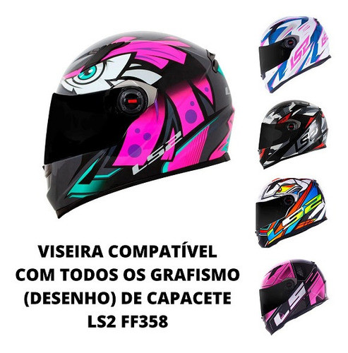 Viseira Fume Capacete Ls2 Ff358 Ff396 Original 1