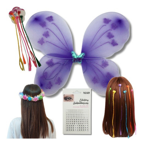Combo Set Mariposa Colores Surtidos Alas Vincha Luminosa 0