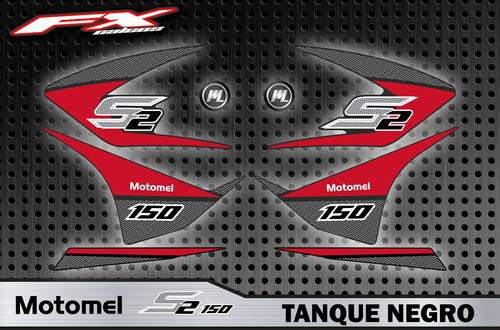 Calcos Simil Original Motomel S2 150 Tanq Negro Fxcalcos 0