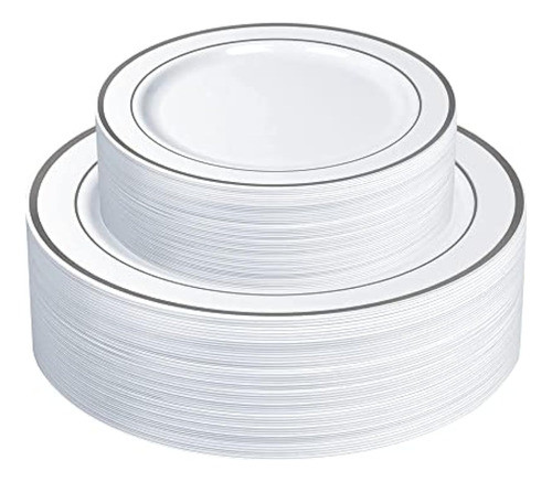[60 Piezas] Combo De Platos De Plástico Con Borde 0