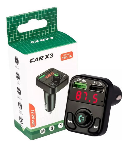 Transmisor Fm Mp3, Microsd, 2 Usb Y Bluetooth Para Auto Tcs 0