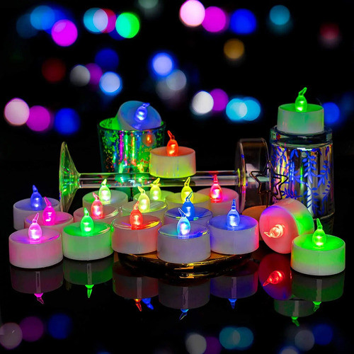 Velas Led Rgb Multicolor Cotillón Fiesta Souvenir Pack X 24 0