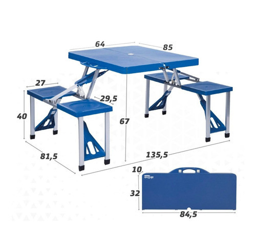 Set De Camping Plegable, 4 Sillas Y Mesa Con Valija 1