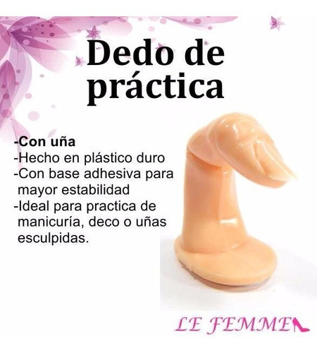 Dedo De Practica Con Uña X 3 Unidades Manicuria  Lefemme 1