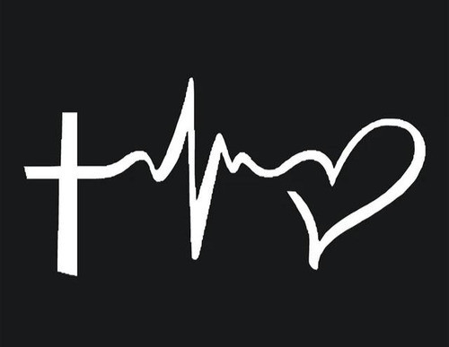 Calco Ploteo Cruz Fé Corazón Latido 28 Cm. 0