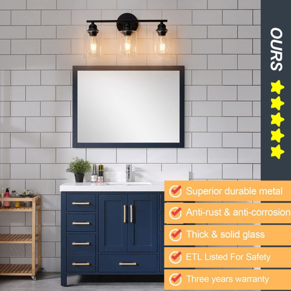 Lámparas De Baño Negras 3 Luces, Lámparas De Tocador De . 1