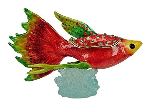 Caja De Baratijas De Pez Pavo Real Rojo Rucinni 0