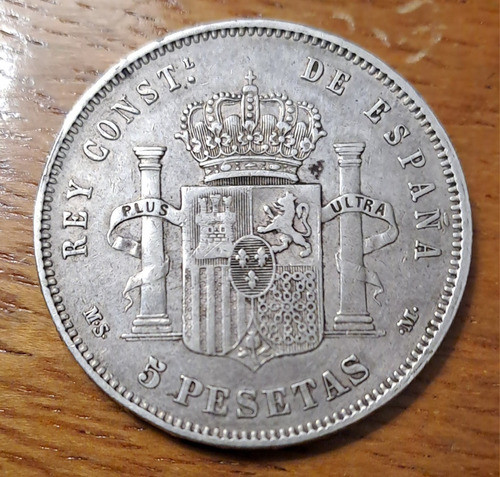 España Moneda 5 Pesetas 1885 M.s.m  Plata !!! Muy Linda !!! 0