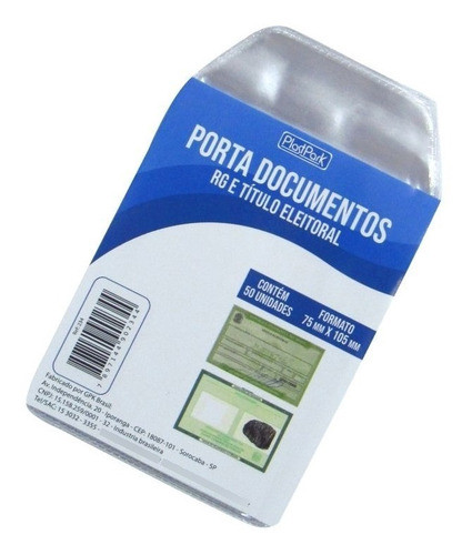 Protetor/porta Documento Aba  76x107mm Plastpark 50un 0