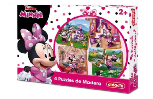4 Puzzles En Madera Minnie X 6 Juego De Madera Didacta 0