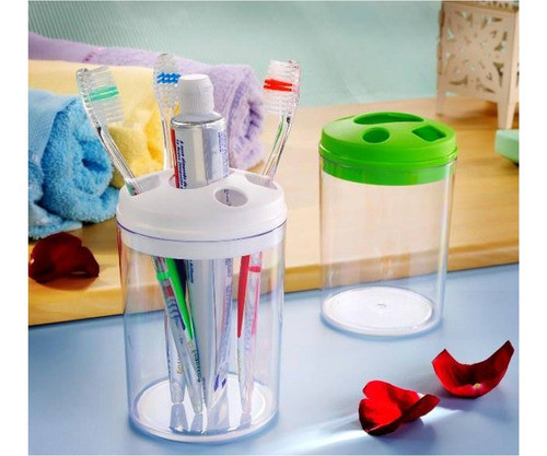 Kit Banheiro Porta Escova Dente Algodão Dispenser Sabonete 1