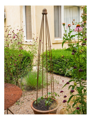 Tutor Bellota Mediano Jardín Enredadera Maceta Sin Pintar 1