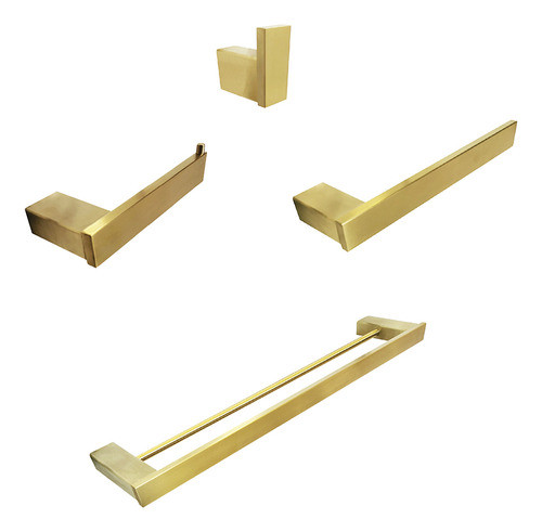 Kit 4 Peças Para Banheiro - Dourado Inox, Kit 2 0