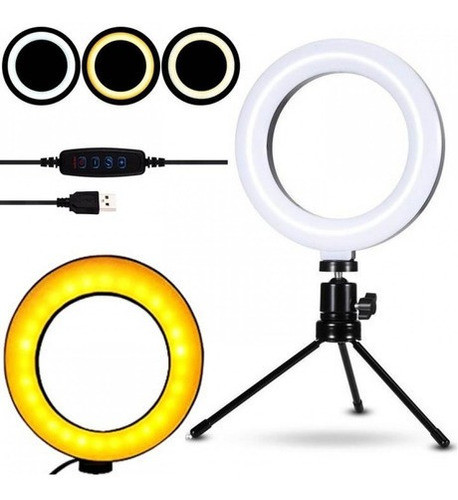 Luz Anel De Led 16cm Iluminação Ajustável + Tripé Tb1501 1