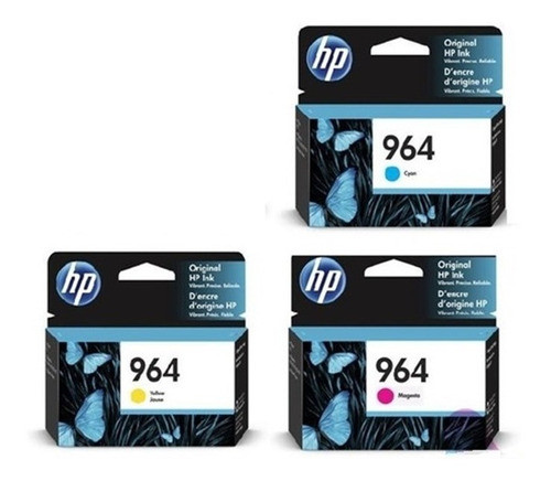 Kit 03 Cores Cartucho Tinta Original Hp 964 9010 9020 0