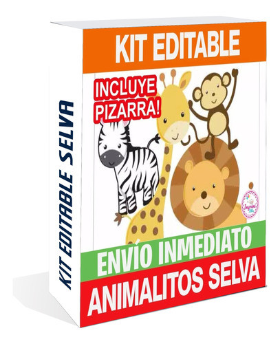 Kit Imprimible Candy Pizarra Animales De La Selva 1