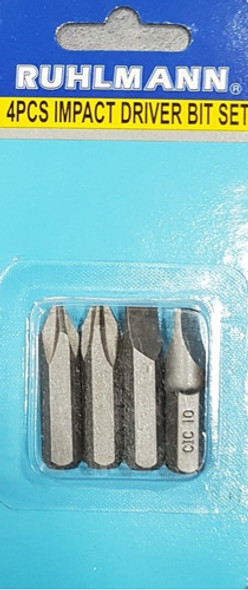 Juego De 4 Puntas Para Destornillador De Impacto Ruhlmann 1