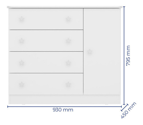 Guarda-roupa 3 Portas Cômoda Sapateira 4 Gavetas 1 Porta 1