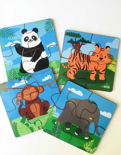 Puzzles Didácticos Kit X 4: Selva De 4 Piezas 0