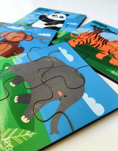 Puzzles Didácticos Kit X 4: Selva De 4 Piezas 1
