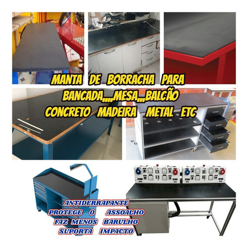 Manta De Borracha 3mm Para Bancada Mesa Balcão 1.60x0.80cnt 1
