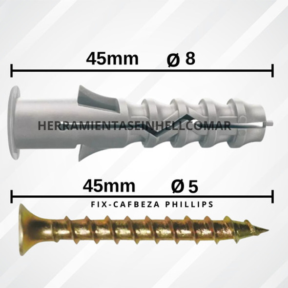 Tarugo Taco Cpsa N° 8 Con Tope + Tornillo Fix X 500 U 1