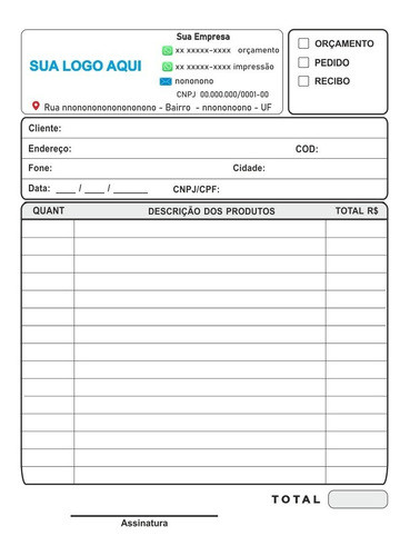20 Talões Personalizado 14x20cm Pedido Receituário Etc 100x1 0