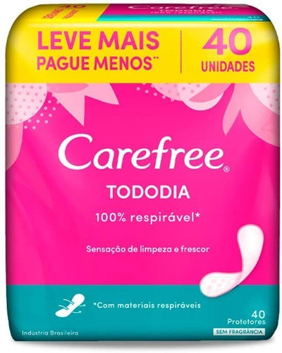 Protetor Diário Todo Dia Sem Perfume 40 Unidades Carefree 0