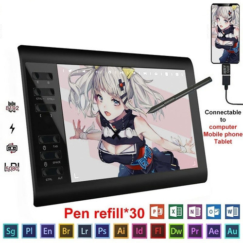 Tabla Digitalizadora Compatible Con Windows Negro 36 X 24cm 1