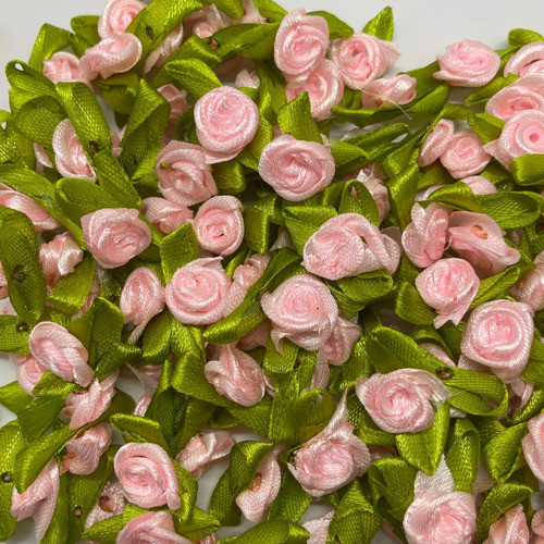 100 Flor/florzinha Rococó Cetim Rosa Claro P/ Lembrancinhas 1