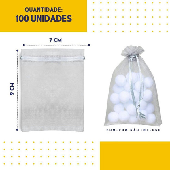 Saco Organza Prata 7x9 Cm - Com 100 Unidades - Brx 1 Saco Organza Prata 7x9 Cm - Com 100 Unidades - Brx 1