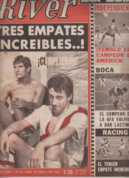 Revista Partidaria - River 2 Vs Boca 2 - Nº 1115 - Año 1966 0