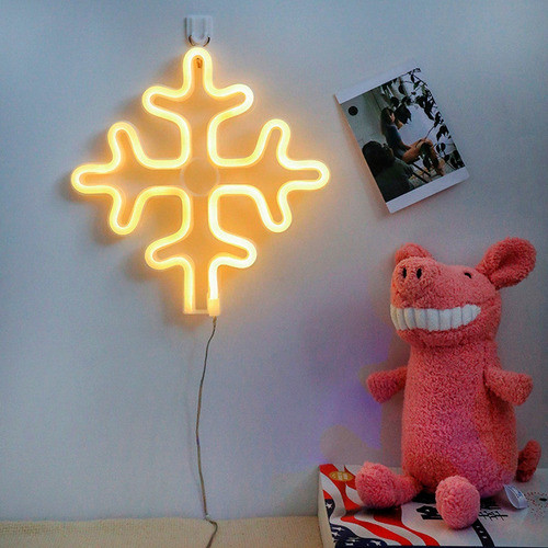 Cartel Neón Hielo Copo De Nieve Invierno Pilas Usb Luz A26 1
