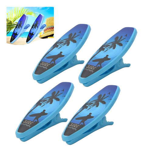 Kit 4 Prendedores Toalha Clip Prancha Para Cadeira De Praia 0
