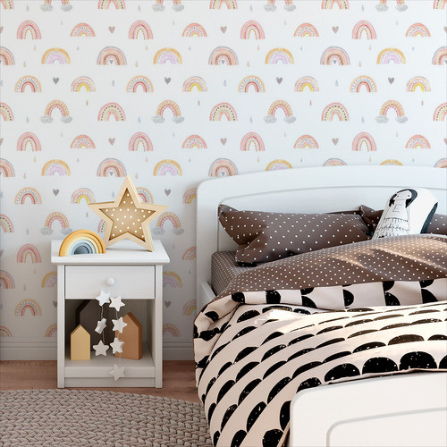 Papel De Parede Adesivo Sala Rosa Arco Lavável Iris 3m 0