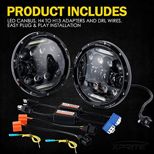 Xprite 7 Pulgadas 75w Cree Led Faros Hilo Viga Con Luz Diurn 1