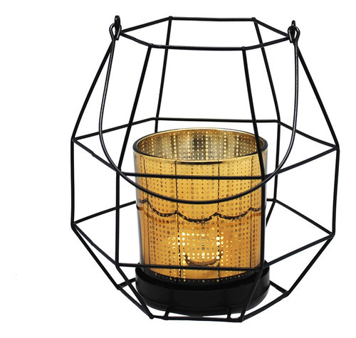 Porta Vela Vidrio Con Soporte De Metal Goldsky 0