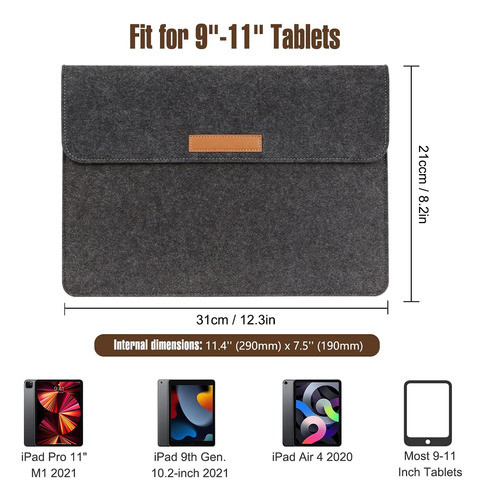 Funda De Fieltro Moko Para Laptop + Estuche , Gris Oscuro 1